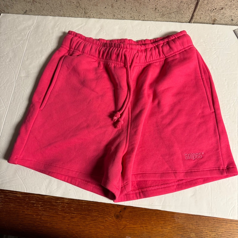 Snipes Womens Pink Sweat Shorts Elastic Waist Drawstring Fleece Lined Size M